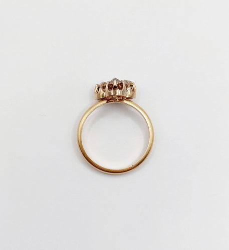 维多利亚玫瑰金三叶草和钻石幻觉戒指