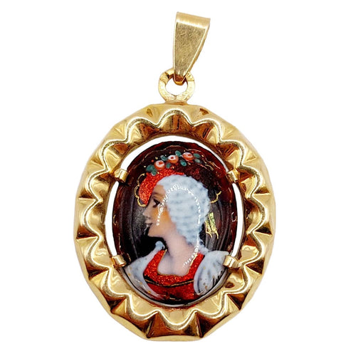 Pendentif Pendentif or rose plaque émaillée 58 Facettes A05511