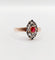 Bague 56 Ancienne bague marquise or rose, pierre rouge et diamant taille rose (1900) 58 Facettes A05951