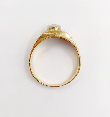 Bague 60 Bague chevalière Art Déco or jaune et diamants 58 Facettes A06309