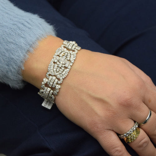 Pulseira estilo Art Deco em Platina e diamantes 