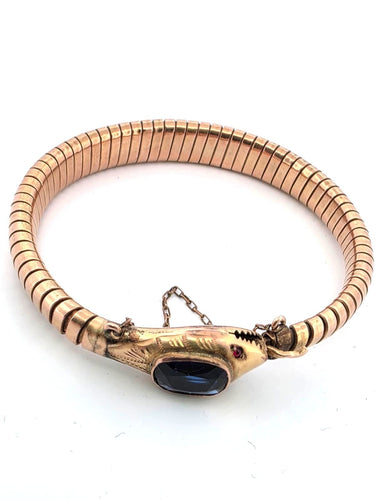 Bracciale vintage anni 60' oro rosa massiccio con zaffiro 58 Facettes