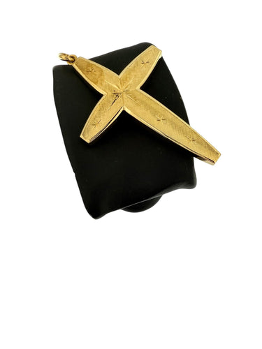 Vintage italijanski krst privjesak od žutog zlata, sa motivom zvezda 