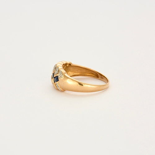 Bague Bague motif tresse en or jaune, saphir et diamants 58 Facettes LP775/13