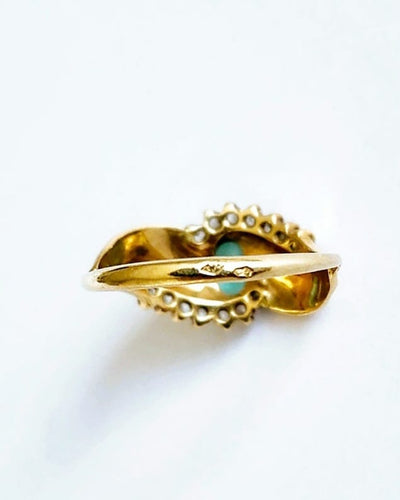 Bague 54 Bague bandeau émeraude et diamants en or jaune 18k 58 Facettes