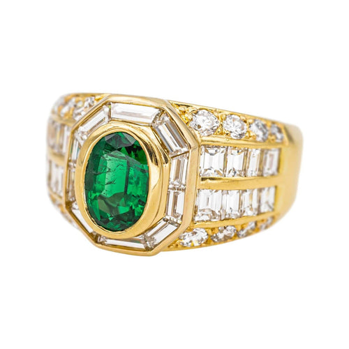 Bague 53 Bague Or jaune Emeraude, Diamant 58 Facettes 4445910CN