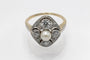 Bague 50 Bague en or et platine ornée de diamants et d'une perle de culture 58 Facettes 11020