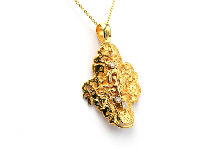 Pendentif Demaret - Pendentif années 70 en or jaune 18 carats et diamants 58 Facettes 22897