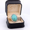 Bague 54 Bague vintage en or blanc 18 carats ornée d'une turquoise cabochon et de diamants 58 Facettes