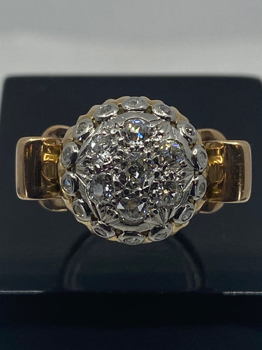 Bague 51 Bague en or 18ct de forme boule sertie de diamants vers 1940/1960 58 Facettes AB41bis