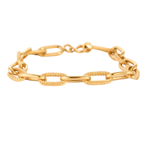 Bracelet Bracelet or jaune, maillons texturés et lisses 58 Facettes NAR0012