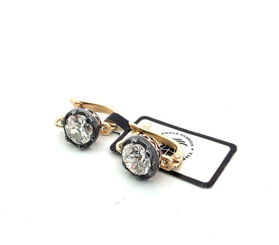 Boucles d'oreilles Boucles d'oreilles en diamant taille ancienne 1,90 ct G SI 58 Facettes