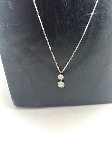 Collier COLLIER LA BRUNE ET LA BLONDE OR BLANC 2 DIAMANTS 0,15ct 58 Facettes M8927