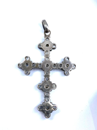 Croix en argent et pierres de lunes 58 Facettes AB542