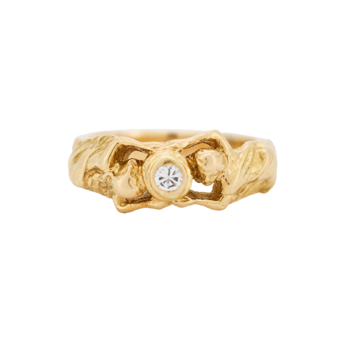 Bague 60 Bague Art Nouveau Or jaune 18 carats et Diamant Décor de Femmes 58 Facettes 233