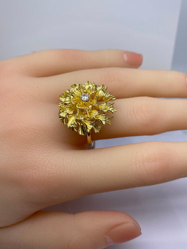 Bague 54 Importante bague en or jaune 18 carats et diamants 58 Facettes AB504