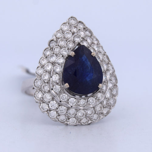 Bague 57 Bague en or blanc avec saphir et diamants 58 Facettes