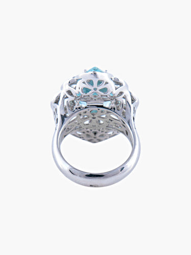 Bague Bague Or Blanc Aigue-Marine Diamants 58 Facettes