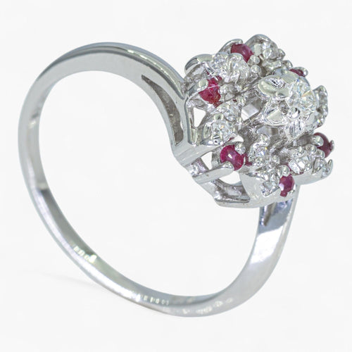 Bague Bague en or 14 carats – Diamant 0,18 ct et rubis 0,06 ct 58 Facettes AN86