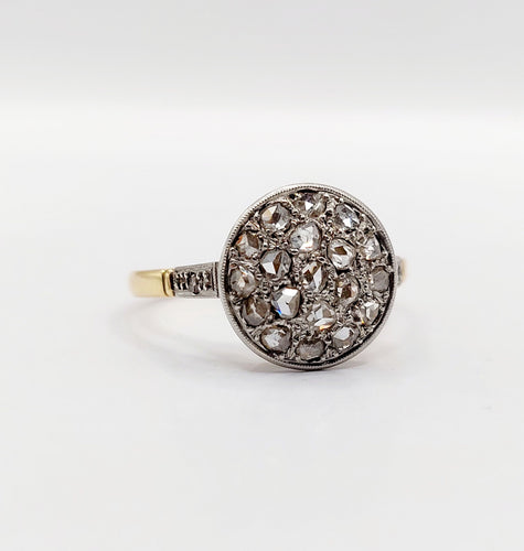 Bague 62.5 Bague cible or jaune, diamants taille rose (circa 1920) 58 Facettes A06337