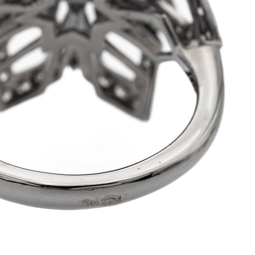 Bague 55 Bague Fleur Or noir Diamant 58 Facettes 578700RV