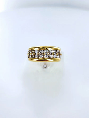 Bague 53 Bague double rangée de diamants en or jaune 58 Facettes