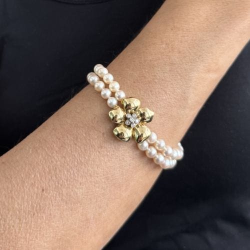 Bracelet Bracelet avec perles et diamants 58 Facettes 27351