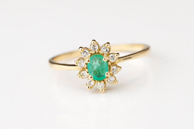Bague 59 Bague Marguerite Emeraude de 0,40ct 58 Facettes