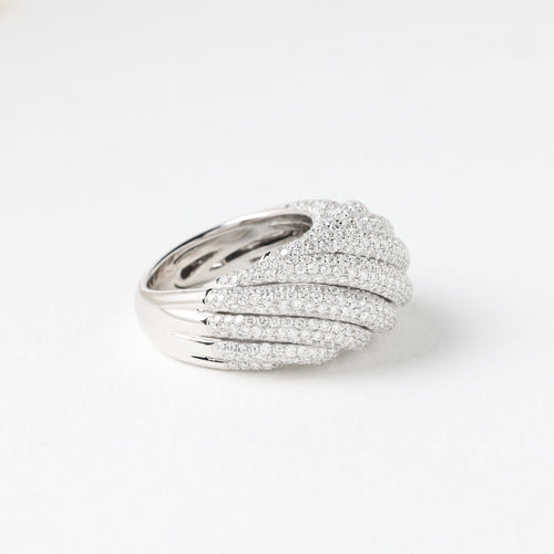Bague 55.5 BAGUE PAVEE DE DIAMANTS EN OR GRIS 18K 58 Facettes