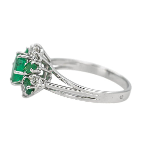 Bague 56 Bague Or blanc Emeraude, Diamant 58 Facettes 4523452CN