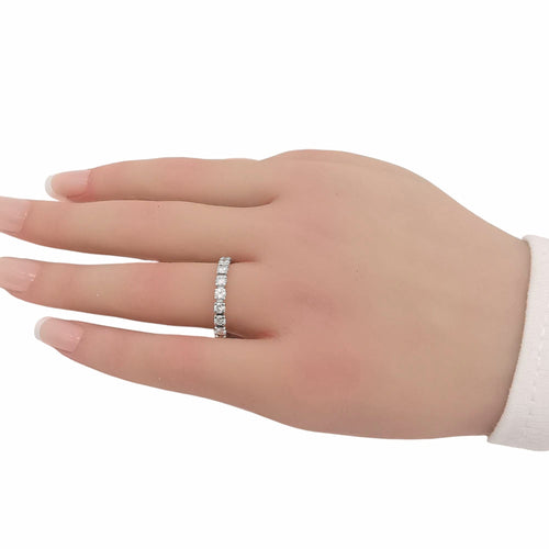 Bague 58 Alliance américaine or blanc et diamants 58 Facettes