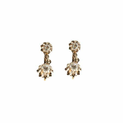 Boucles d'oreilles Dormeuses diamants or gris et jaune 58 Facettes