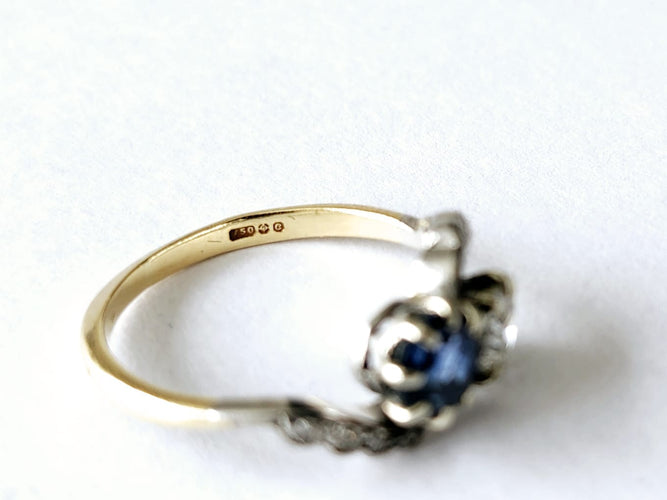 Bague 50 Bague Toi et Moi or jaune - Diamant et saphir 58 Facettes