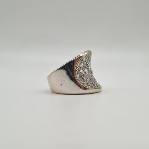 Bague 54 Bague or blanc sertie de diamants naturels 58 Facettes