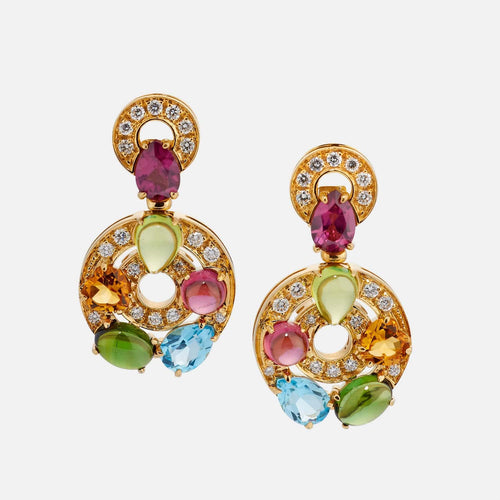 Boucles d'oreilles BULGARI - Boucles d'oreilles Astrale en or jaune et pierres de couleur 58 Facettes