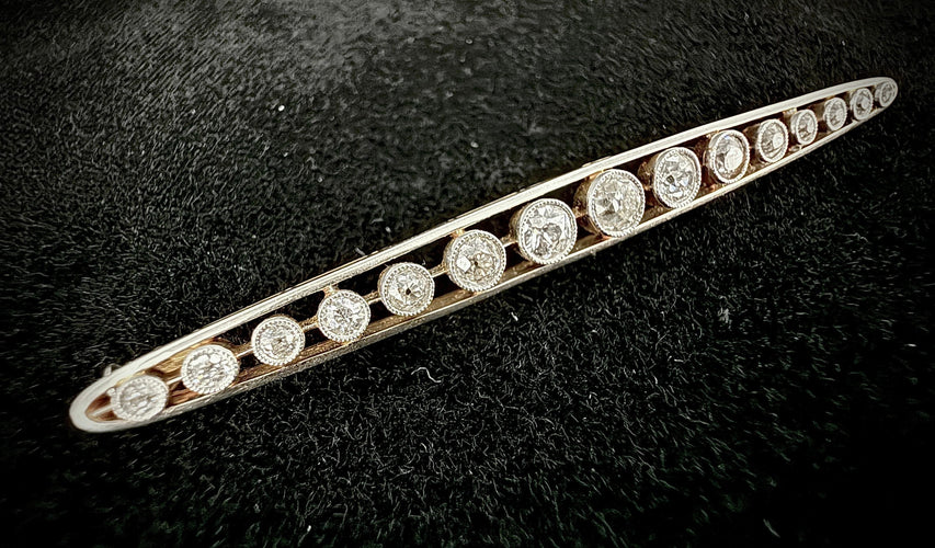 Broche Broche barrette en argent sur or sertie de 2,20 carats 58 Facettes