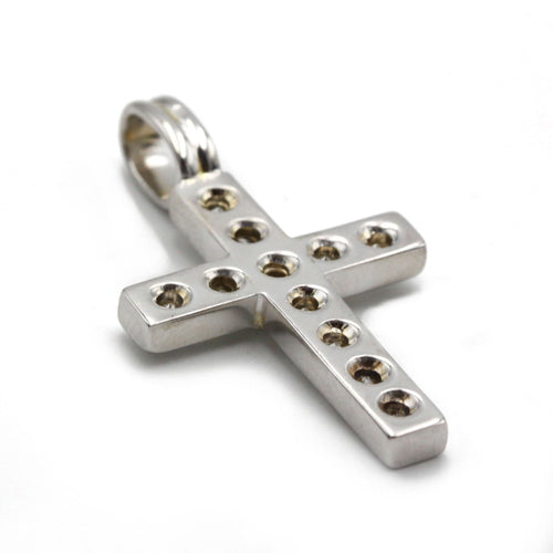 Pendentif Pendentif Croix - Or blanc et diamants 58 Facettes 1110