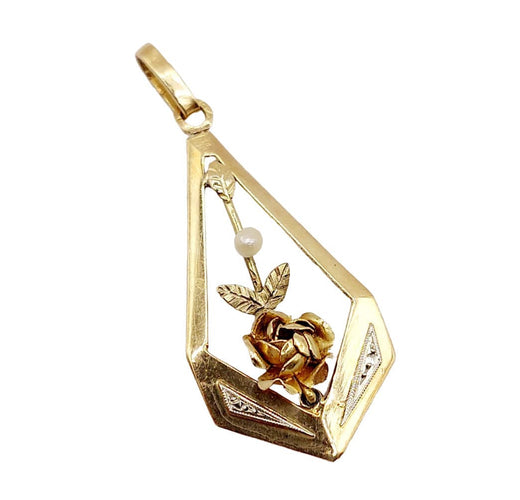 Pendentif Pendentif Art Déco or rose orné d'une perle (circa 1920) 58 Facettes A06040