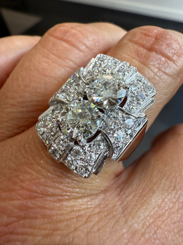 Bague 56 Art déco - Bague platine - diamants 3,72 carats 58 Facettes 1.0000795/5