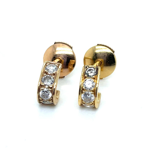 Boucles d'oreilles Paire de Demi Créoles Or jaune Diamants Van Cleef Arpels 58 Facettes