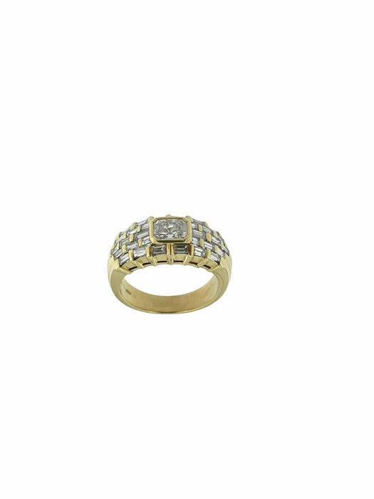 Bague 55 Bague cocktail or jaune diamants 58 Facettes