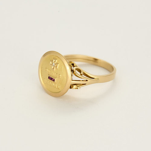 Bague 56 Augis- Bague sentimentale en or jaune. 58 Facettes B250682