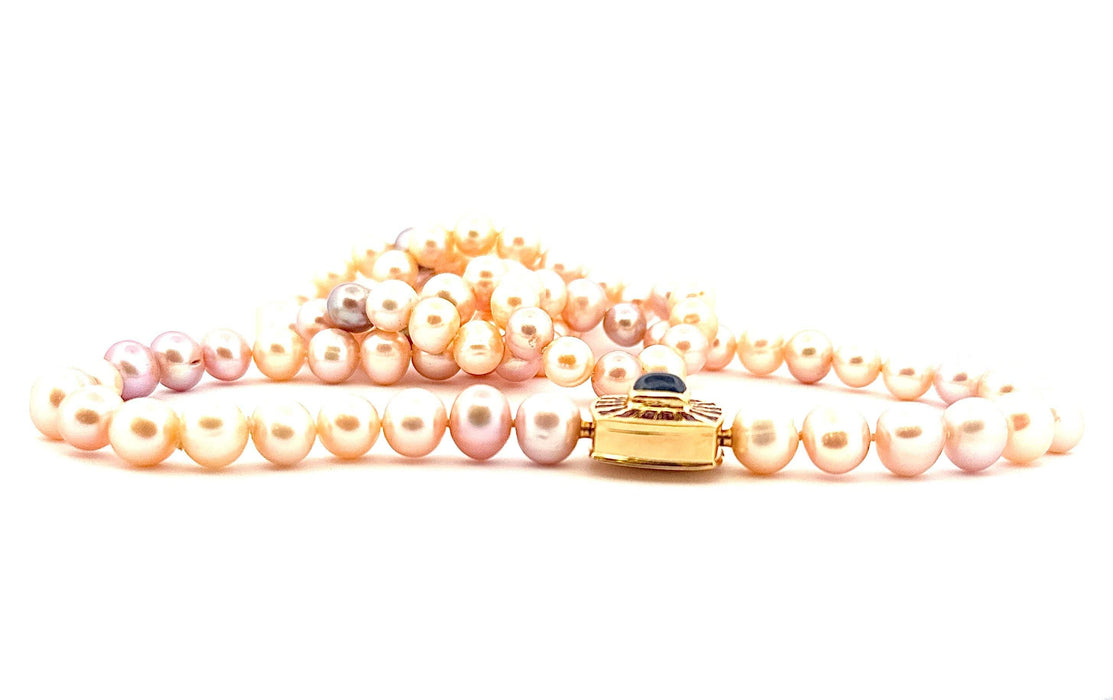 Collier Sautoir en perles motif or, saphir et grenats 58 Facettes