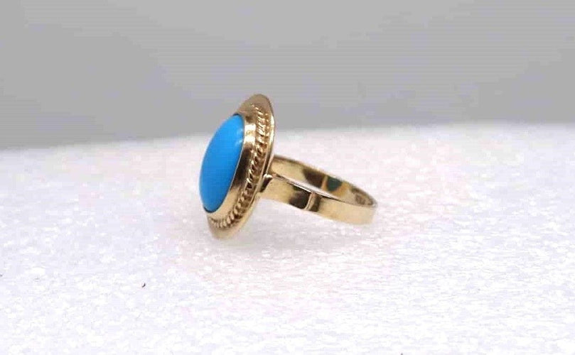 Bague 54 Bague or et pierre turquoise 58 Facettes 11160