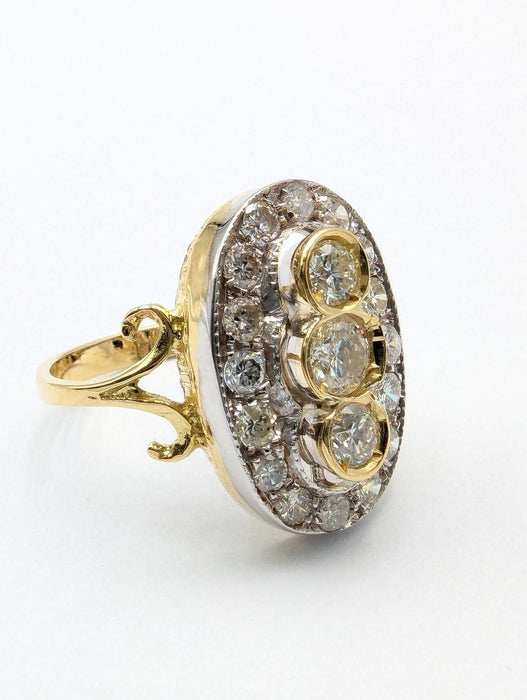 Bague 53 Bague en or jaune et blanc avec ancienne mine et huit huit diamants 58 Facettes