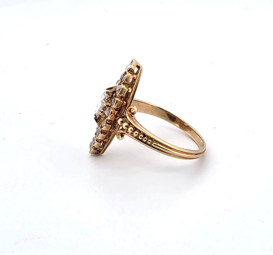 Bague 52 Bague du début des années 1900, en or jaune et diamants naturels taille rose. 58 Facettes