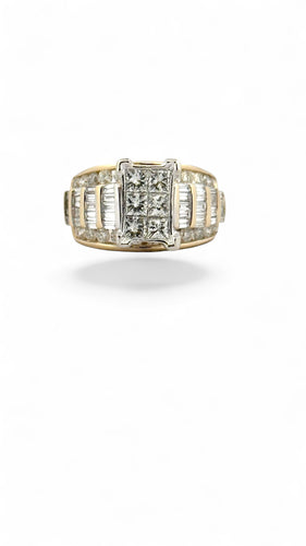 Anillo de oro bicolor de 14 quilates y diamantes naturales 