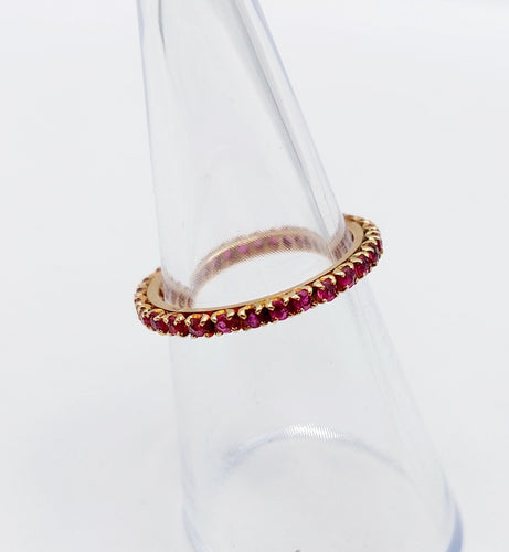 Bague 50.5 Alliance américaine or jaune petits rubis ronds (circa 1950) art deco éternité 58 Facettes A05472