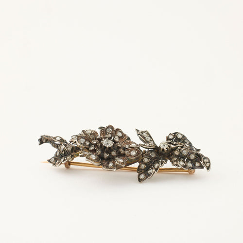 Broche Broche Trembleuse fin XIXè, diamants, or rose et argent 58 Facettes