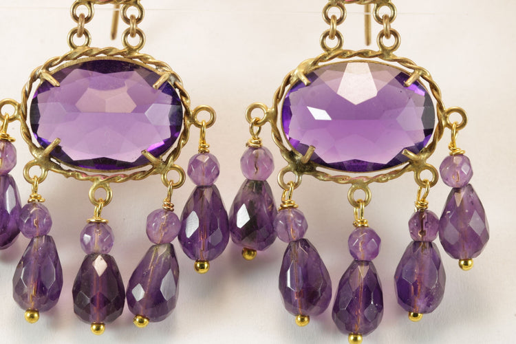Orecchini antichi in oro e ametista